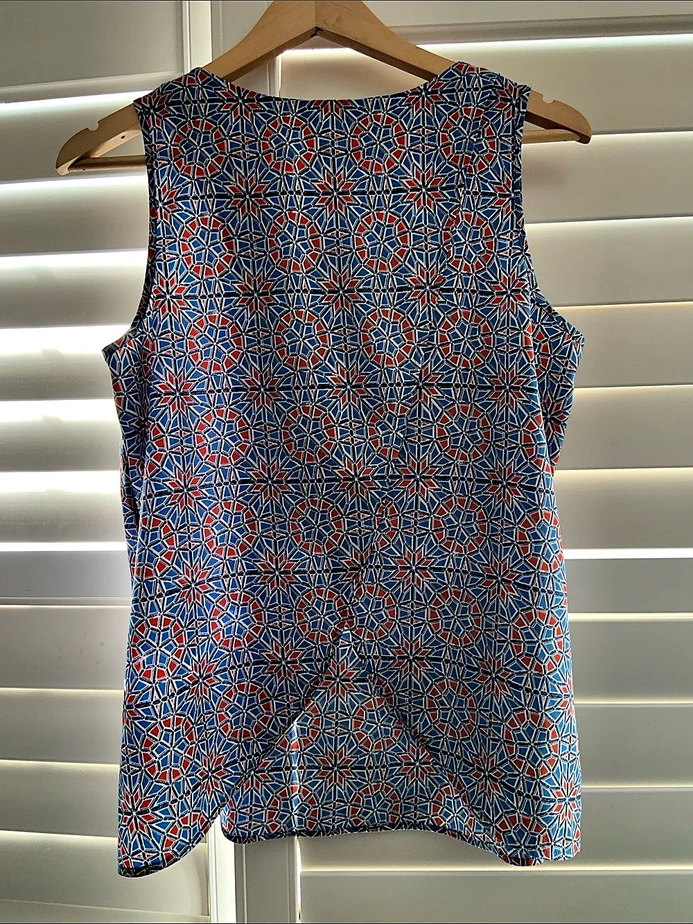 J.Crew Geometric Tank Top in Blue & Red Size 8 Like New